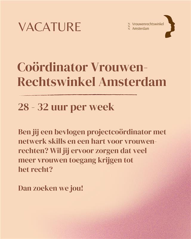 Vacature Coördinator Vrouwenrechtswinkel Amsterdam